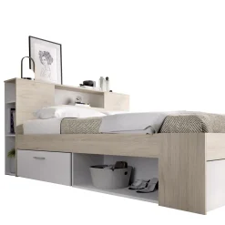 Letti Matrimoniali > Dmora Letto Matrimoniale Materasso Incluso Sfoderabile, Contenitore Made in Italy - Alfer Bianco