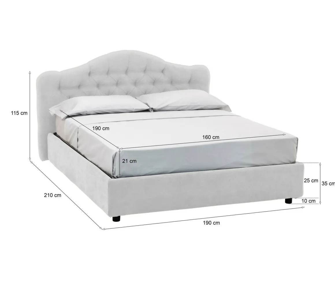 Letti Matrimoniali|Letti Contenitore > Dmora Letto Matrimoniale Materasso Incluso Sfoderabile, Contenitore Made in Italy - Annus Bianco