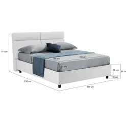 Letto Matrimoniale Bianco Materasso Incluso Sfoderabile, Contenitore Made in Italy - Asica