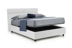 Letto Matrimoniale Bianco Materasso Incluso Sfoderabile, Contenitore Made in Italy - Asica