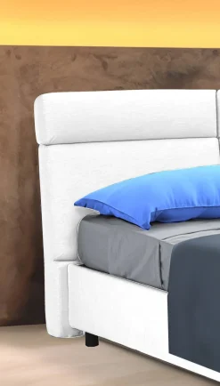 Letto Matrimoniale Bianco Materasso Incluso Sfoderabile, Contenitore Made in Italy - Asica