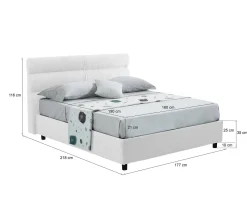 Letti Matrimoniali|Letti Contenitore > Dmora Letto Matrimoniale Materasso Incluso Sfoderabile, Contenitore Made in Italy - Brunate Bianco