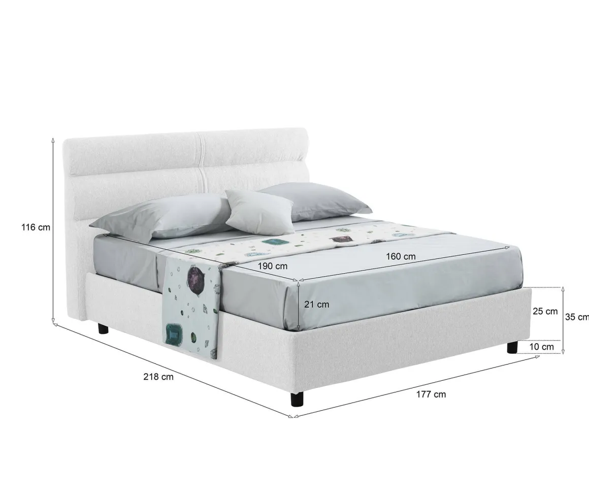 Letti Matrimoniali|Letti Contenitore > Dmora Letto Matrimoniale Materasso Incluso Sfoderabile, Contenitore Made in Italy - Brunate Bianco