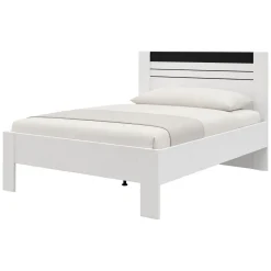 Letti Matrimoniali > Dmora Letto Matrimoniale Bianco Nero Dimensione Materasso 160x200 cm Testata Dettaglio Rigato, Peso Supportato 200 kg - Kabale Nero, Bianco