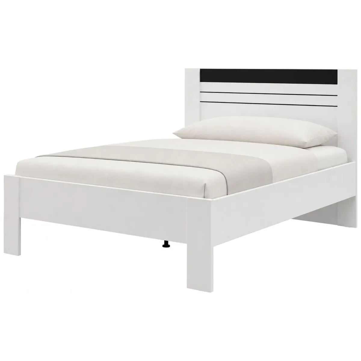 Letti Matrimoniali > Dmora Letto Matrimoniale Bianco Nero Dimensione Materasso 160x200 cm Testata Dettaglio Rigato, Peso Supportato 200 kg - Kabale Nero, Bianco