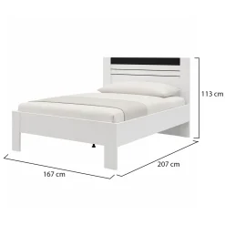 Letti Matrimoniali > Dmora Letto Matrimoniale Bianco Nero Dimensione Materasso 160x200 cm Testata Dettaglio Rigato, Peso Supportato 200 kg - Kabale Nero, Bianco