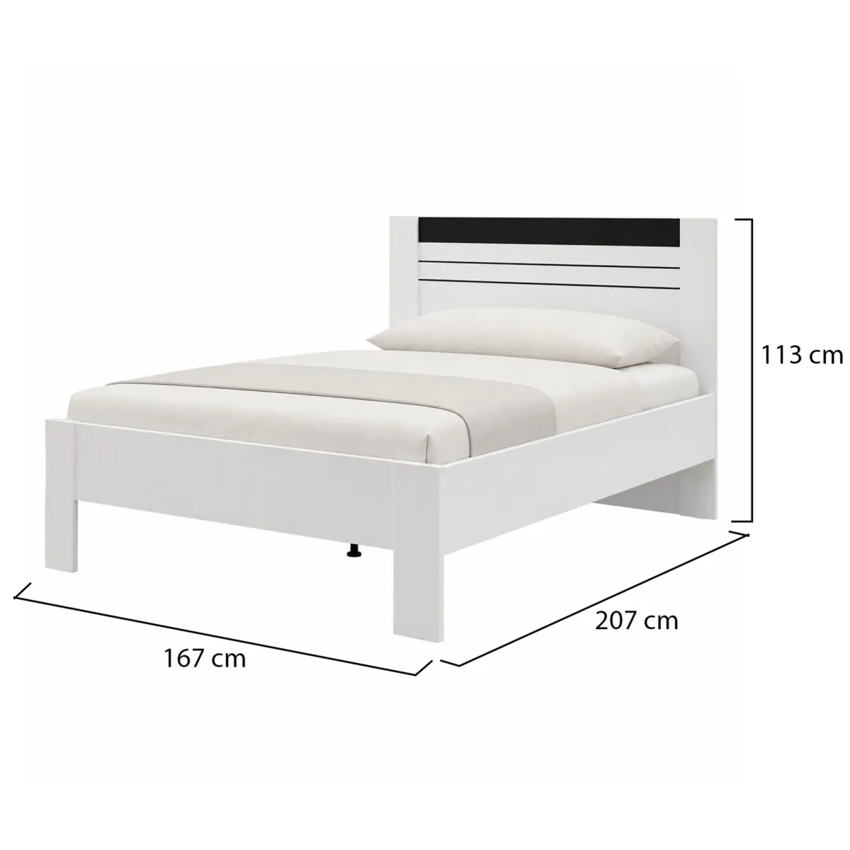 Letti Matrimoniali > Dmora Letto Matrimoniale Bianco Nero Dimensione Materasso 160x200 cm Testata Dettaglio Rigato, Peso Supportato 200 kg - Kabale Nero, Bianco
