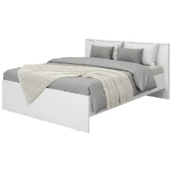 Letto Matrimoniale Bianco Opaco Testiera Dettaglio Geometrico Imbottito, Dimensione Materasso 160x200 cm - Gamalero