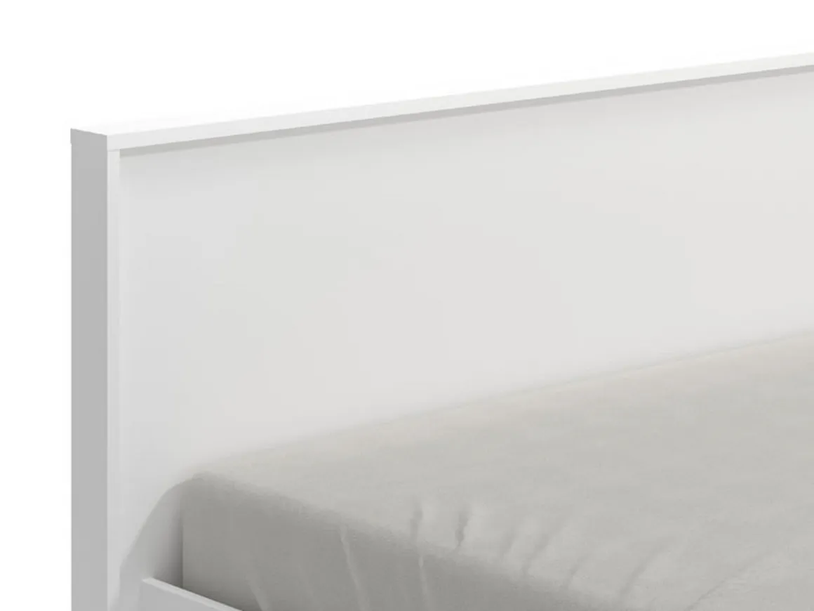 Letto Matrimoniale Bianco Opaco Testiera Dettaglio Geometrico Imbottito, Dimensione Materasso 160x200 cm - Gamalero