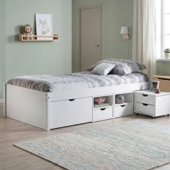 Letti Matrimoniali|Letti Contenitore > Dmora Letto Matrimoniale Contenitore Matrimoniale, Sfumatura Colore Struttura Quercia - Cavallo Bianco Quercia