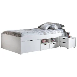 Letti Matrimoniali|Letti Contenitore > Dmora Letto Matrimoniale Contenitore Matrimoniale, Sfumatura Colore Struttura Quercia - Cavallo Bianco Quercia