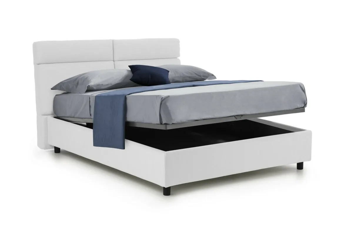 Letti Matrimoniali|Letti Contenitore > Dmora Letto Matrimoniale Sfoderabile Contenitore, Dimensione Materasso 160x190 cm Made in Italy - Arex Bianco