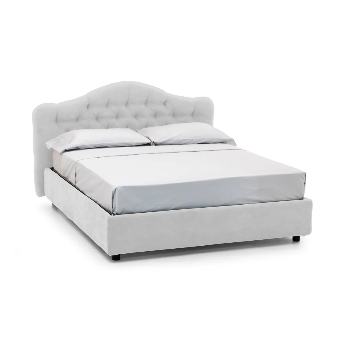 Letto Matrimoniale Bianco Sfoderabile Contenitore, Dimensione Materasso 160x200 cm Made in Italy - Aly