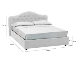 Letto Matrimoniale Bianco Sfoderabile Contenitore, Dimensione Materasso 160x200 cm Made in Italy - Aly
