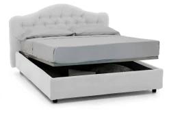 Letto Matrimoniale Bianco Sfoderabile Contenitore, Dimensione Materasso 160x200 cm Made in Italy - Aly