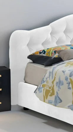 Letto Matrimoniale Bianco Sfoderabile Contenitore, Dimensione Materasso 160x200 cm Made in Italy - Aly