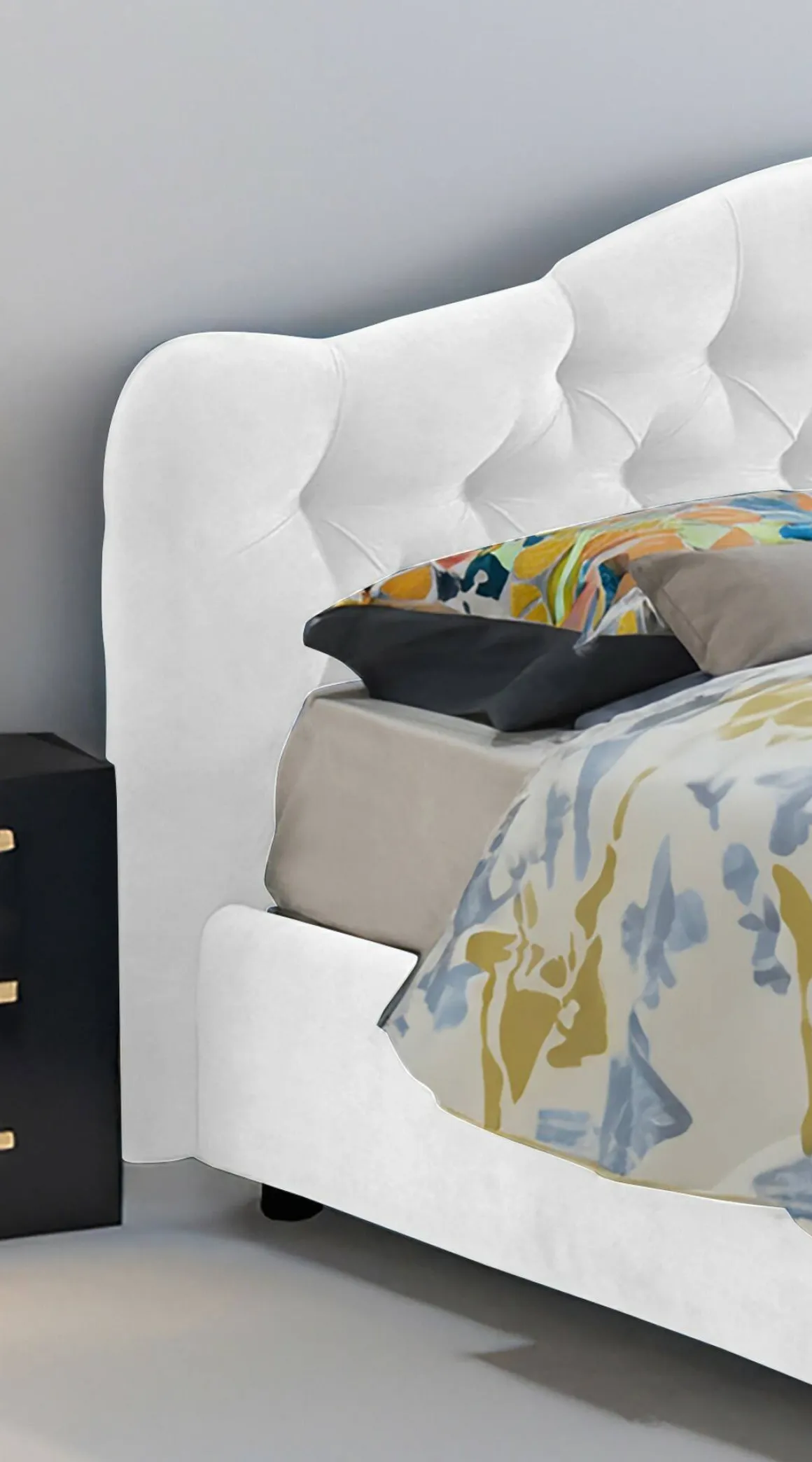 Letto Matrimoniale Bianco Sfoderabile Contenitore, Dimensione Materasso 160x200 cm Made in Italy - Aly