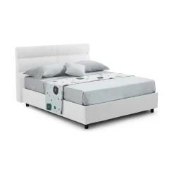 Letti Matrimoniali|Letti Contenitore > Dmora Letto Matrimoniale Sfoderabile Contenitore, Dimensione Materasso 160x200 cm Made in Italy - Bubbio Bianco
