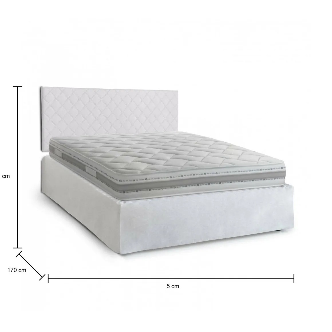 Letto matrimoniale bianco 5x170cm con materasso - Delinda