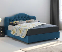 Letti Matrimoniali|Letti Contenitore > Dmora Letto Matrimoniale Materasso Incluso Sfoderabile, Contenitore Made in Italy - Allik Blu