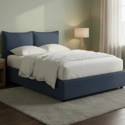 Letti Matrimoniali|Letti Contenitore > Dmora Letto Matrimoniale Sfoderabile Contenitore, Dimensione Materasso 160x190 cm - Colere Blu