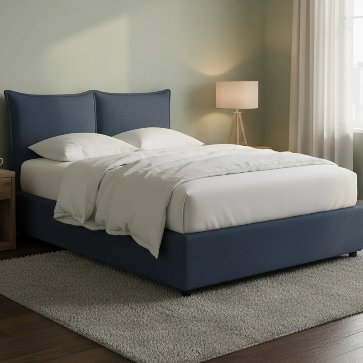 Letti Matrimoniali|Letti Contenitore > Dmora Letto Matrimoniale Sfoderabile Contenitore, Dimensione Materasso 160x190 cm - Colere Blu
