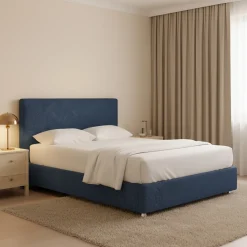 Letti Matrimoniali|Letti Contenitore > Dmora Letto Matrimoniale Sfoderabile Contenitore, Dimensione Materasso 160x190 cm - Issime Blu