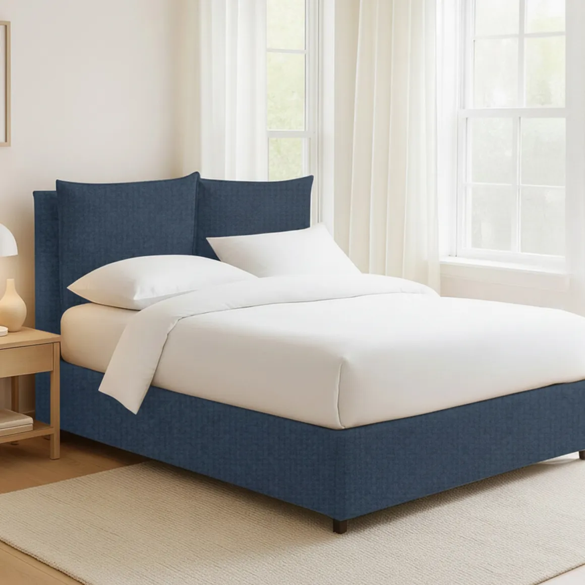 Letti Matrimoniali|Letti Contenitore > Dmora Letto Matrimoniale Sfoderabile Contenitore, Dimensione Materasso 160x190 cm - Soliera Blu
