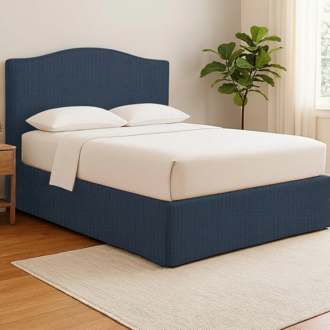 Letto Matrimoniale blu Sfoderabile Contenitore, Dimensione Materasso 160x190 cm - Turania