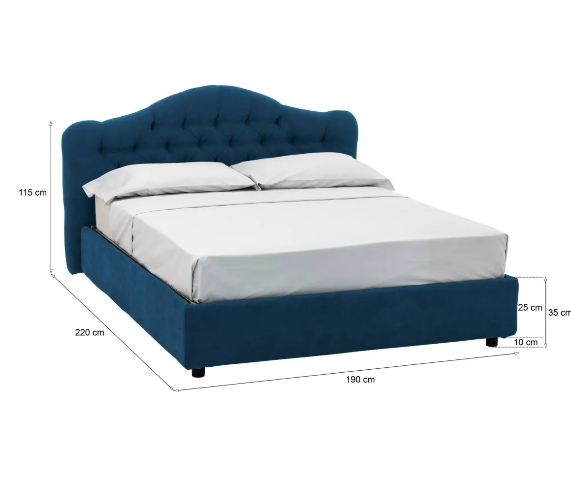 Letti Matrimoniali|Letti Contenitore > Dmora Letto Matrimoniale Sfoderabile Contenitore, Dimensione Materasso 160x200 cm Made in Italy - Ator Blu