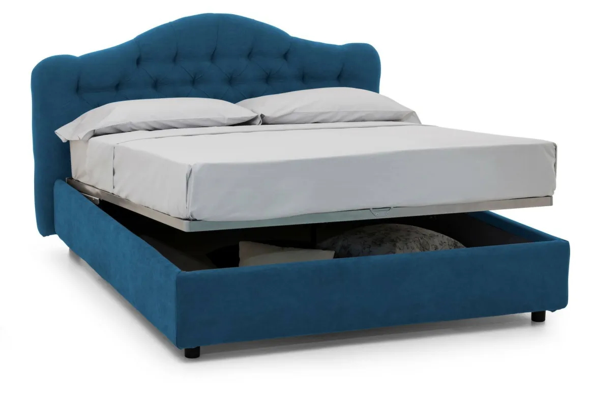 Letti Matrimoniali|Letti Contenitore > Dmora Letto Matrimoniale Sfoderabile Contenitore, Dimensione Materasso 160x200 cm Made in Italy - Ator Blu