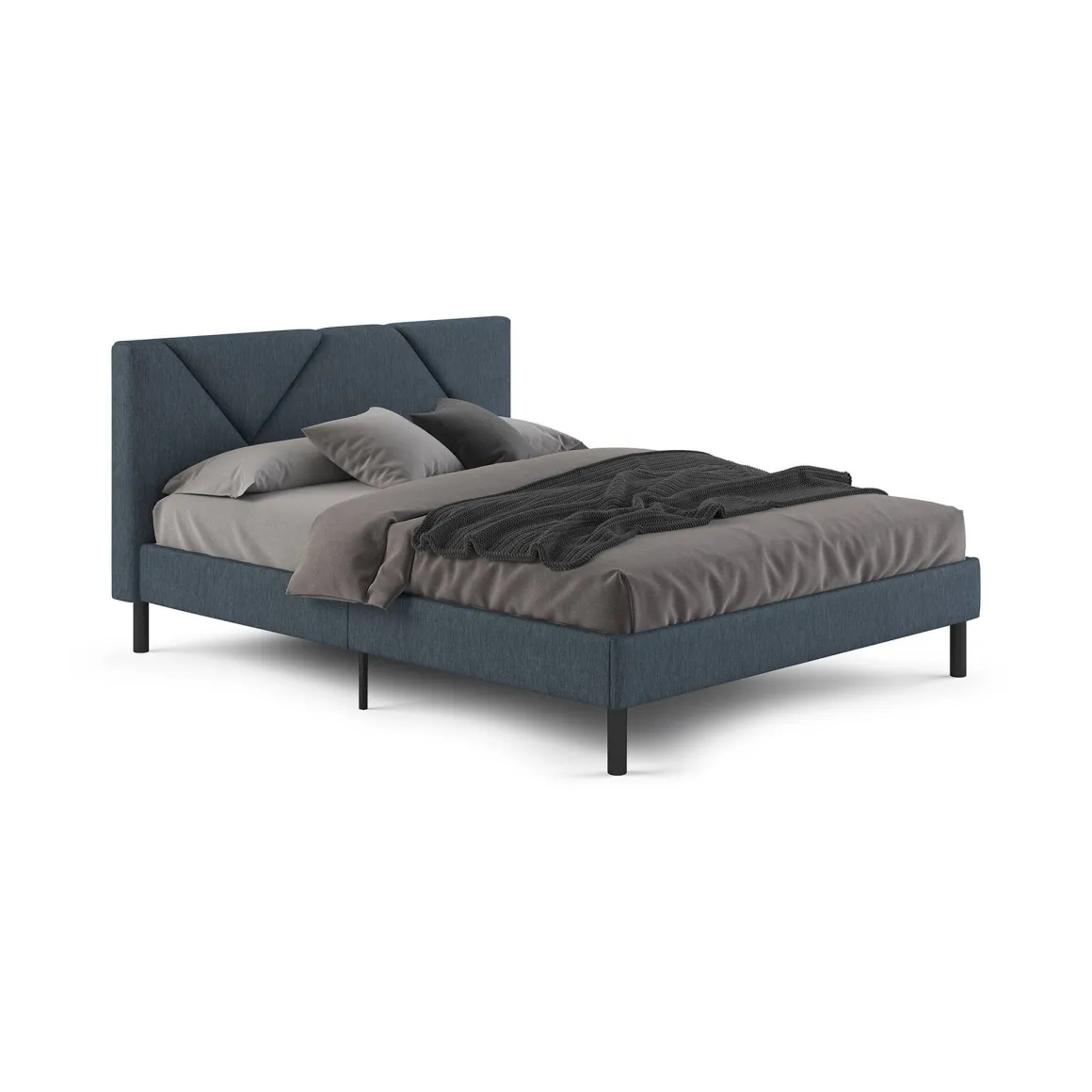 Letto matrimoniale blu 169x204cm imbottito - Morpheus