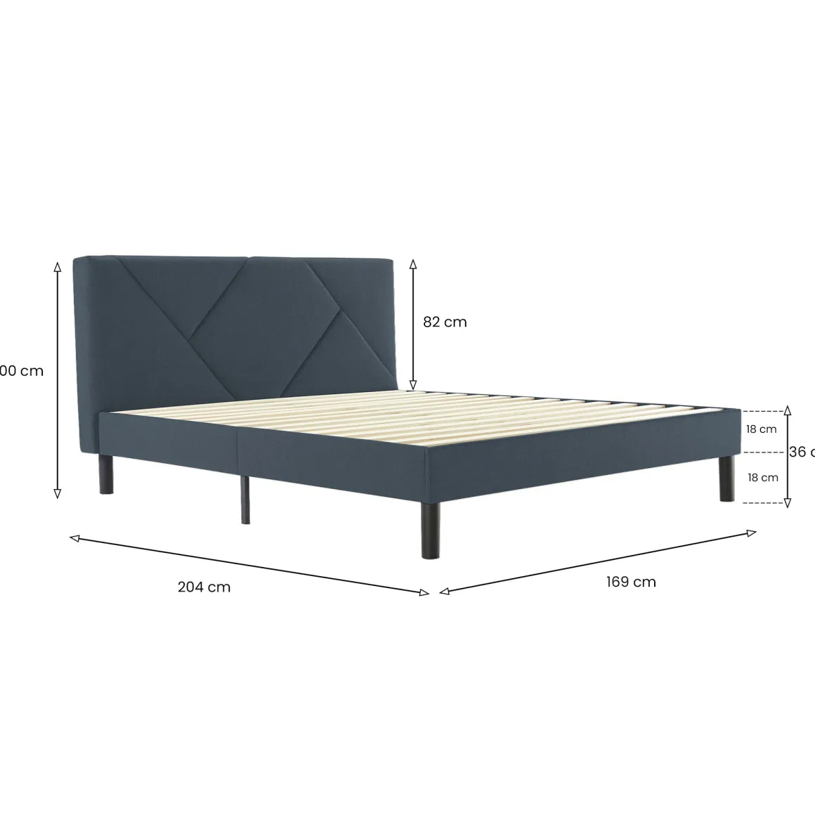 Letto matrimoniale blu 169x204cm imbottito - Morpheus