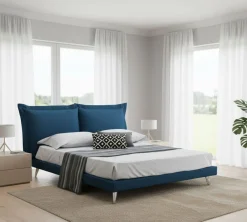 Letto matrimoniale blu 180x220cm imbottito - Anatoly