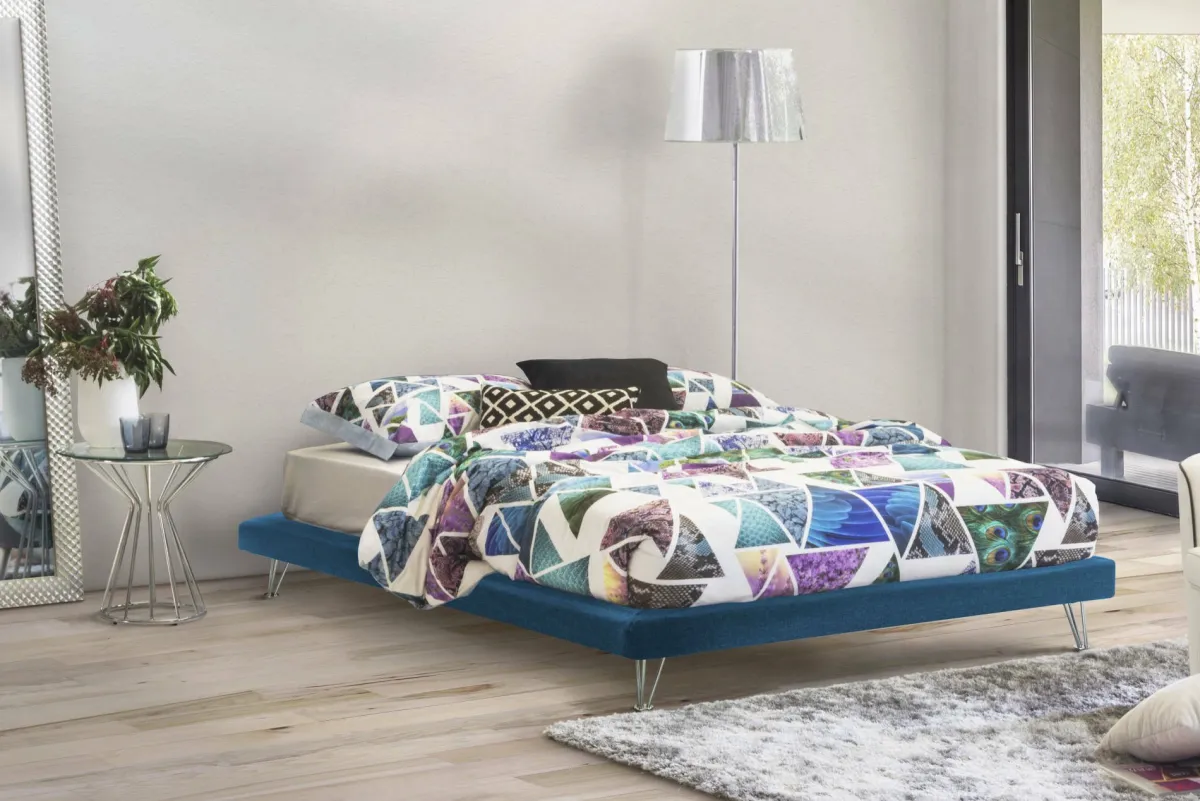 Letti Matrimoniali|Camera Da Letto > Dmora Letto matrimoniale 170x205cm sfoderabile - Arbatrax Blu