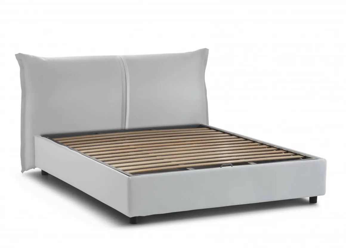 Letti Matrimoniali|Letti Contenitore > Dmora Letto matrimoniale con contenitore 175x205cm - Akym Bianco