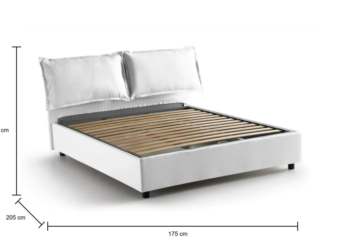 Letti Matrimoniali|Letti Contenitore > Dmora Letto Matrimoniale Contenitore 175x215x95h Imbottito in Tessuto Sfoderabile con Rete a Doghe Made in Italy – Aris Grigio