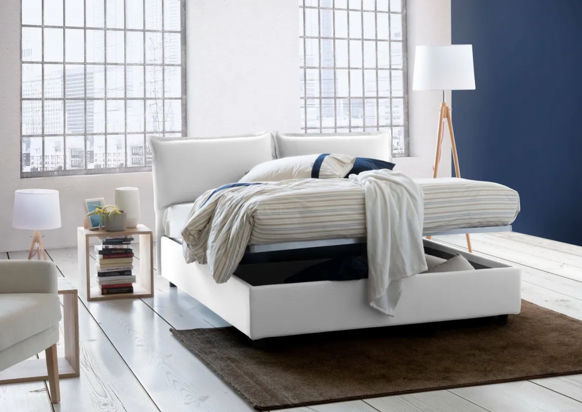Letti Matrimoniali|Letti Contenitore > Dmora Letto Matrimoniale Contenitore 175x215x95h Imbottito in Tessuto Sfoderabile con Rete a Doghe Made in Italy – Aris Grigio