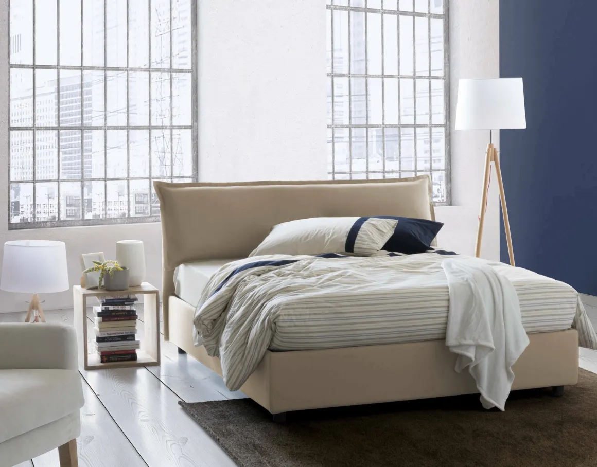 Letto matrimoniale contenitore beige 175x205cm con materasso - Amilcare
