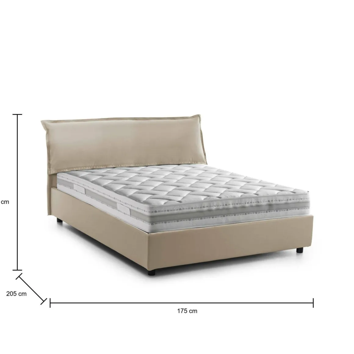 Letto matrimoniale contenitore beige 175x205cm con materasso - Amilcare