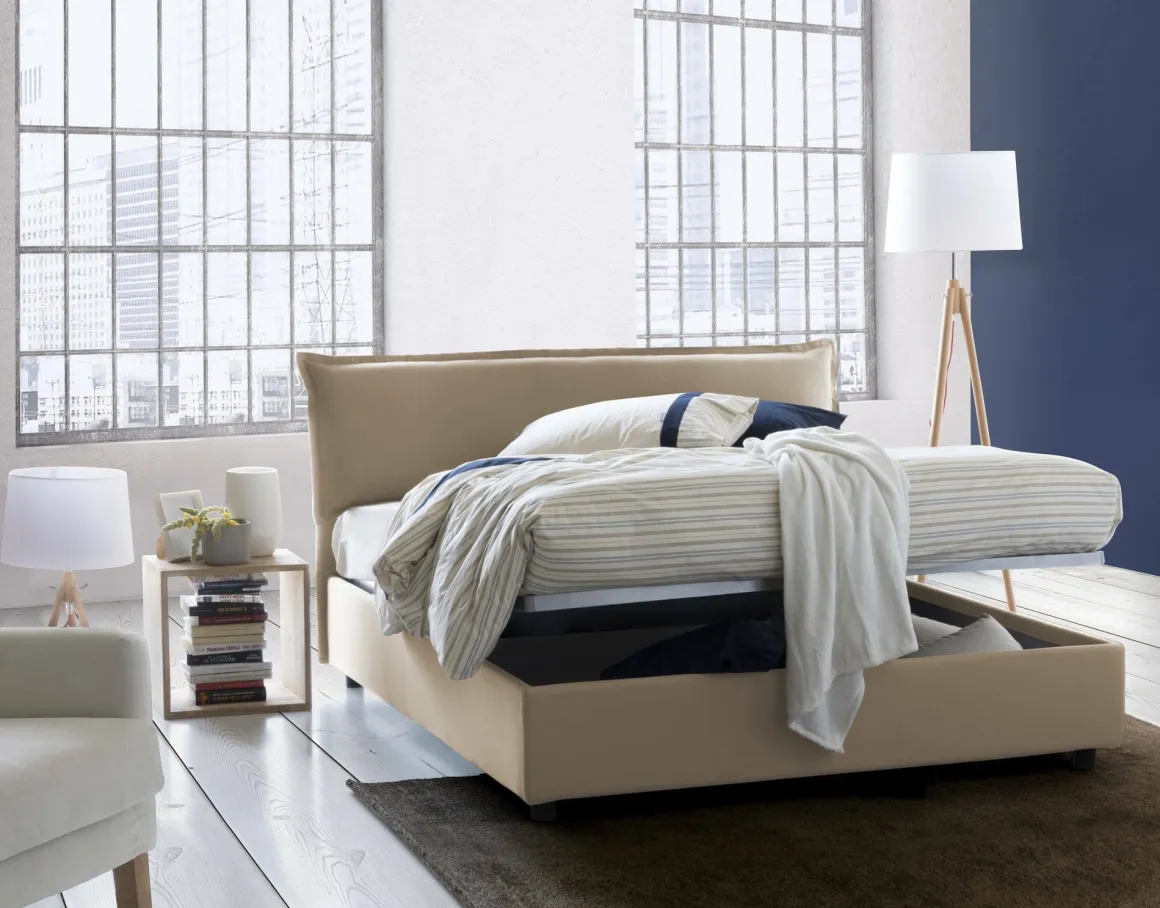 Letto matrimoniale contenitore beige 175x205cm con materasso - Amilcare