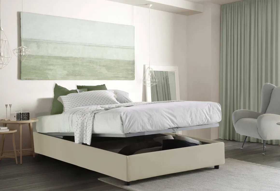 Letto matrimoniale contenitore beige 175x205cm rete inclusa - Annibale