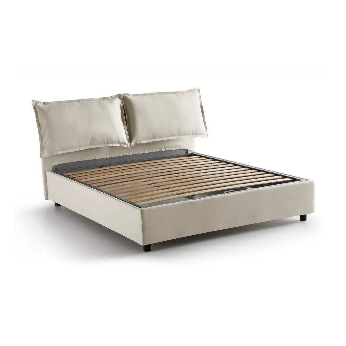 Letto matrimoniale contenitore beige 175x205cm sfoderabile - Anjin