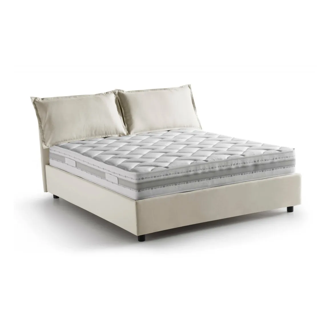 Letto matrimoniale contenitore beige 175x215cm con materasso - Amy