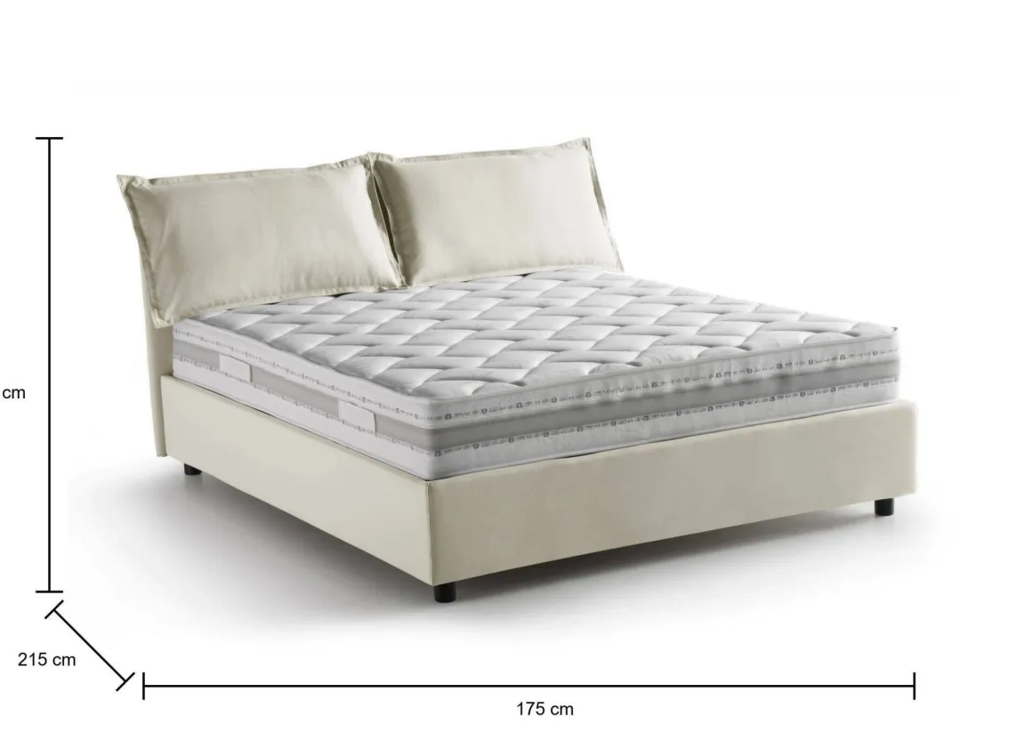 Letto matrimoniale contenitore beige 175x215cm con materasso - Amy