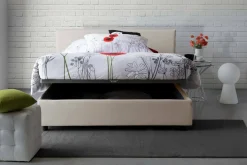 Letto matrimoniale contenitore beige 175x215cm rivestimento lavabile - Ariadni