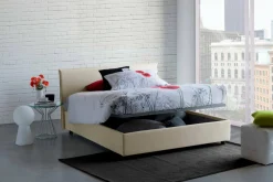 Letto matrimoniale contenitore beige 175x215cm rivestimento lavabile - Ariadni