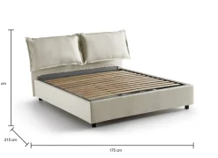 Letto matrimoniale contenitore beige 175x215cm sfoderabile - Aris