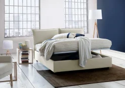 Letto matrimoniale contenitore beige 175x215cm sfoderabile - Aris