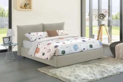 Letti Matrimoniali|Letti Contenitore > Dmora Letto matrimoniale contenitore 190x215cm imbottito - Arpino Beige